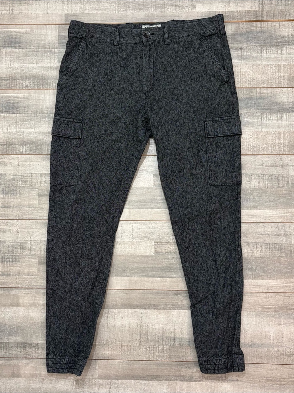 Express Men's Heather Gray Cargo Pockets Joggers Sweatpants Pants Size 34 Cotton